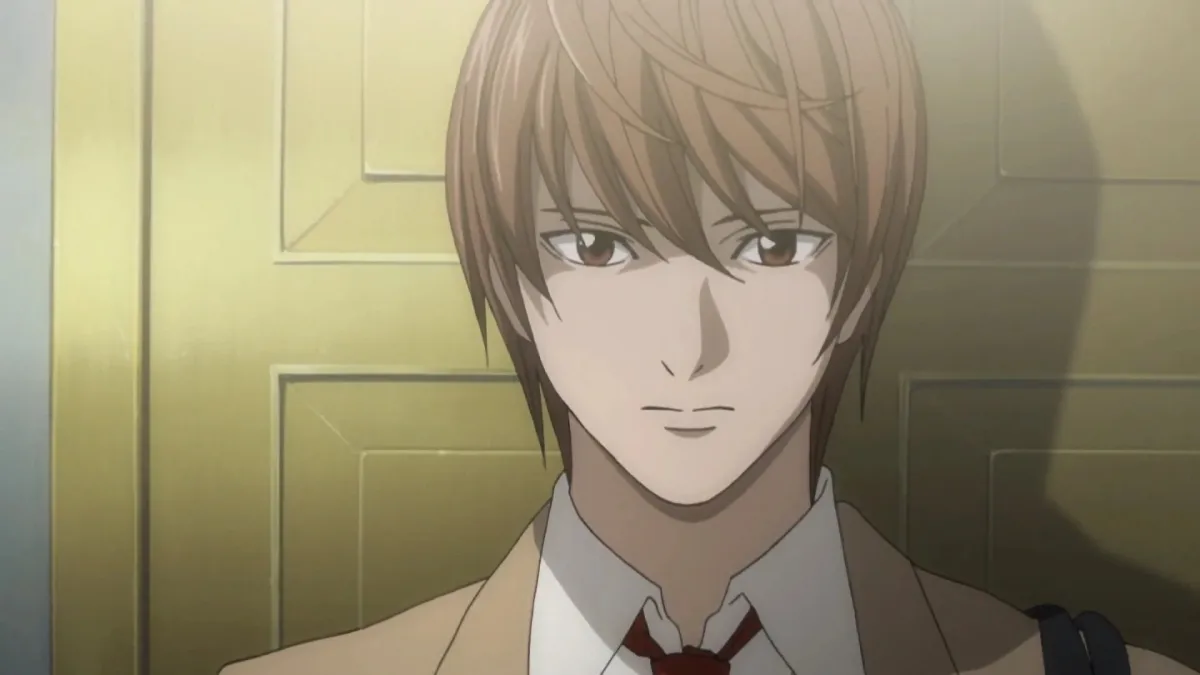 Light Yagami showing innocent expression from Death Note, demonstrating contrast in English dub voice acting