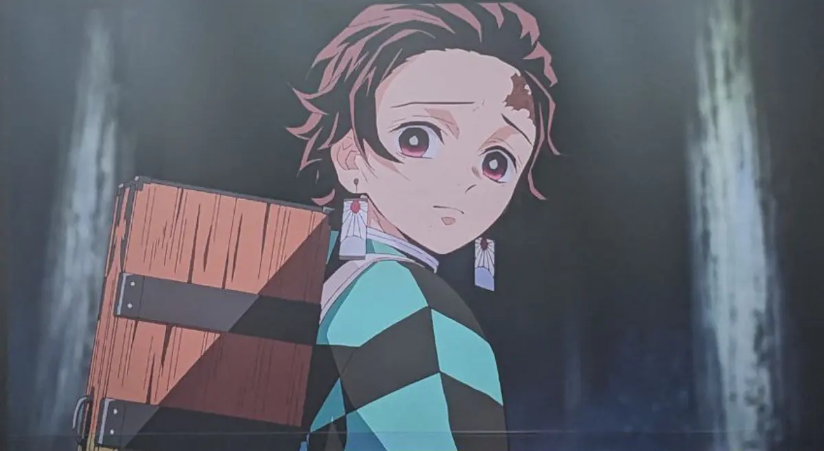 Tanjiro from Demon Slayer showing pure innocent expression while carrying basket, representing his unusually kind nature